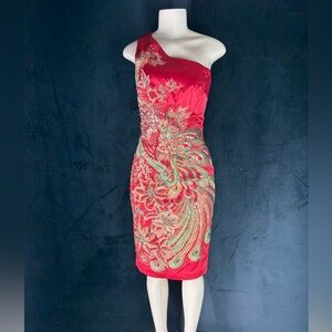 Elegant Red One-Shoulder Dress by Mandalay